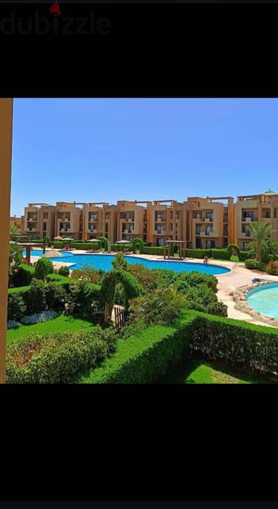 شاليه غرفتين ارضي بجاردن مطل على البحيرة والمسبح