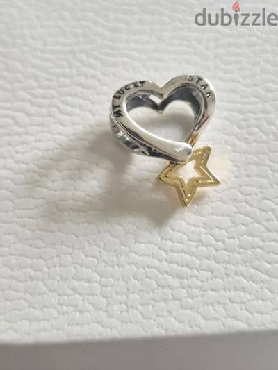 Two-Tone Lucky Star & Heart silver Charm