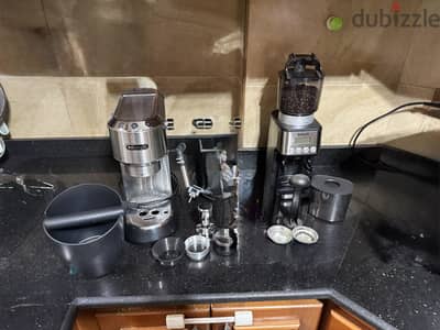 Coffee machine delonghi, coffee grinder and all accessories