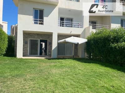 Chalet for sale 115 sqm ground floor with garden resale ready to move prime location lowest price in the market in Amwaj North Coast