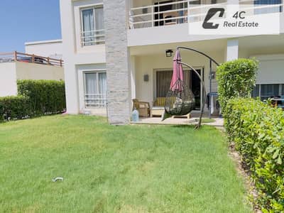 Chalet for sale 115 sqm ground floor with garden resale ready to move prime location lowest price in the market in Amwaj North Coast