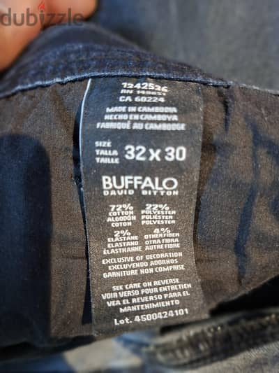 بنطلون جينز بوفالو أوريجينال Buffalo David Bitton مقاس 32 Slim Stretch