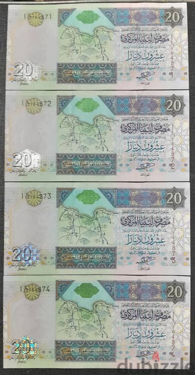 عملات ورقية  تذكارية ليبية رائعة سريال متصل