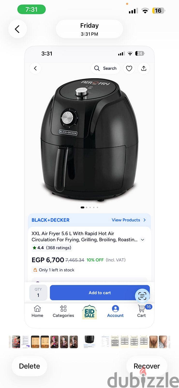 Airfryer black and decker 1