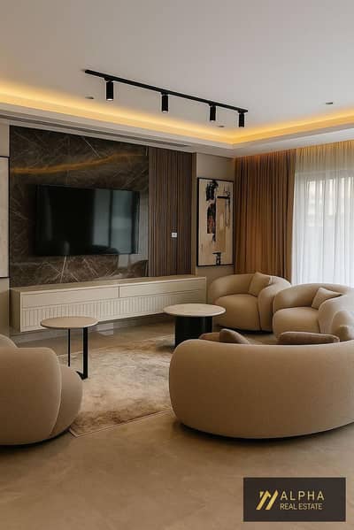 شقة للايجار في Lake View Residence القاهرة الجديدة التجمع الخامس بالقرب من الجامعة الامريكية والجولدن سكوير مفروشة بالكامل موقع مميز