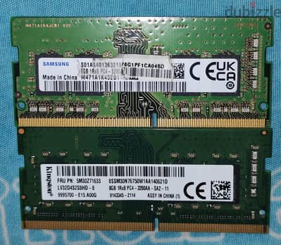 2 رامات 16 جيجا لابتوب DDR4 (سامسونج + كينجستون) 3200 ميجاهرتز
