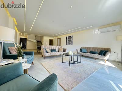 Park Villa for rent fully furnished with a garden and a distinctive view, 260 square meters, 3 rooms in Mountain View iCity, Fifth Settlement, duplex