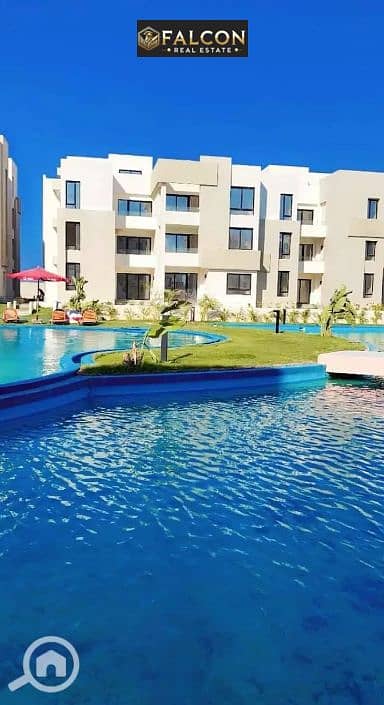 Immediate delivery of a fully finished beachfront chalet for sale in Zahra, next to Hacienda Bay and Marassi.