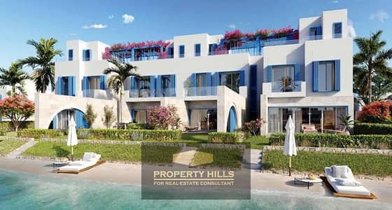 Townhouse in Jardin fully finished immediately with direct view of Lagoon near Foka Bay and Mountain View Ras El Hikma