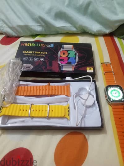 smart watch ultra 2 زيرو تم فتح العلبه فقط معاها 3 ستراب
