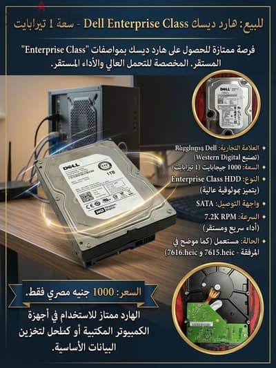 هارد ديسك Dell Enterprise Class (HDD) - سعة 1 تيرابايت