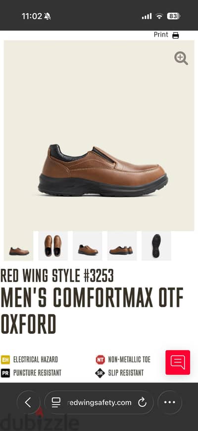 Red wing safety shoes low cut brown color size43