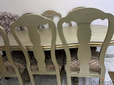 سفره شامبين جولد ٦ كراسي كبيره خشب طبيعي واخده وش جديد
