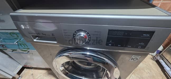 غسالة LG Inverter Direct Drive 8/5 كيلو بحالة ممتازة - غسيل وتجفيف