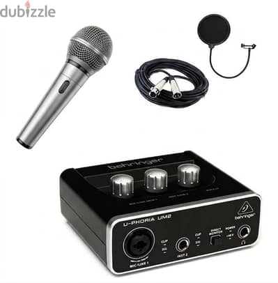 كارت صوت وميكروفون. . ميكسر ماركة behringer والميكروفون ماركة JPL