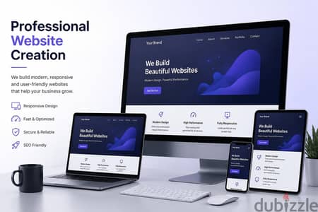 تصميم موقع الكتروني Website شامل الدومين والاستضافة و ايميلات رسمية