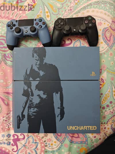 ps4 fat 500gb مع دراعين اصلي و ١٤ لعبة اكونت