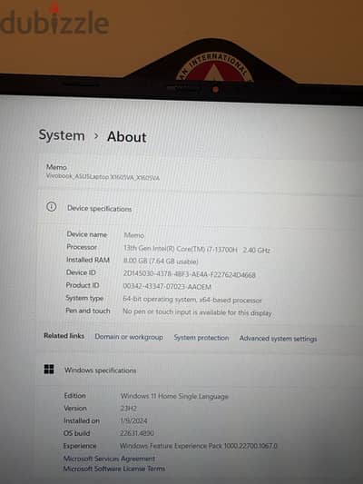 Asus Vivobook i7 13 gen