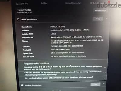 كيسه كمبيوتر جيمنج i5 جيل سابع فيجا ٤ جيجا 1050 ti nevidia