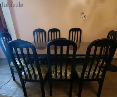 سفره 8 كراسي ونيش 4 دلفه مطعمه بالنحاس خشب زان