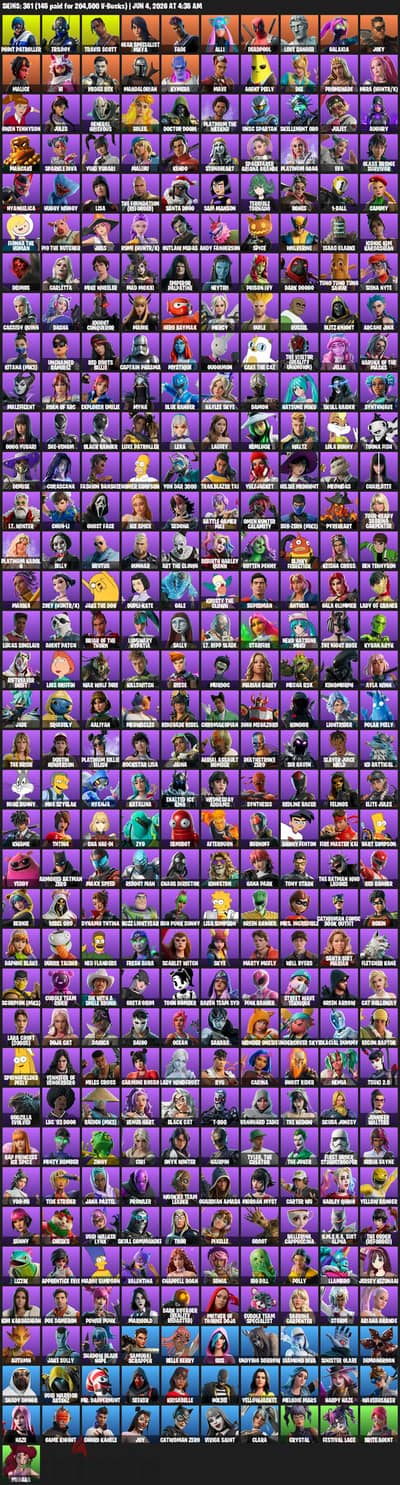 حساب فورت نايت Fortnite Accounts 361 Skins Travis Scott