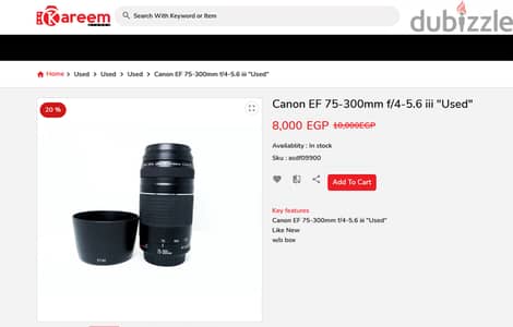 Canon EF 75-300mm f/4-5.6 iii "Used"