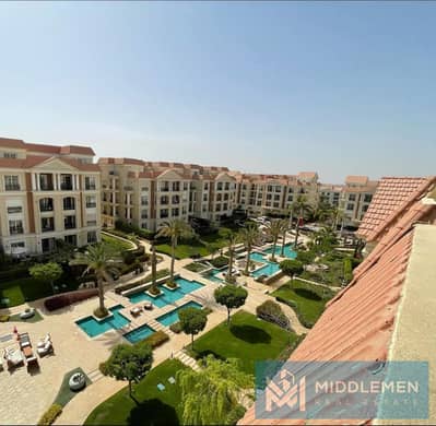 Duplex roof for rent 215m prime location View water fixtures + land scape Fully finished with Ac's + kitchen cabinets + shutters regens park new cairo