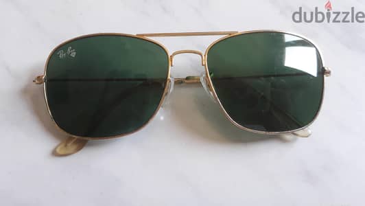 نظارة rayban  ايطالي عدسات زجاج زيتي شمبر ذهبي مقاس 60
