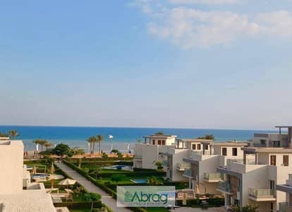 Two-bedroom ground-floor chalet for sale in Aroma Ain Sokhna, Suez Road, finished, with a view of the lagoon, over 10 years.