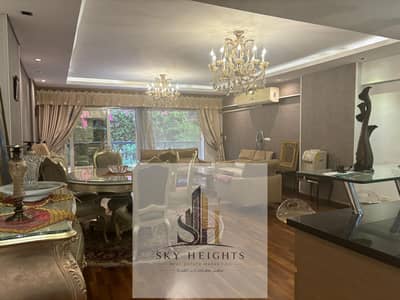 Luxurious 155 sq m apartment with a garden and special finishes, next to the Eastern Market in Al Rehab 2 and service malls. A very prime location.