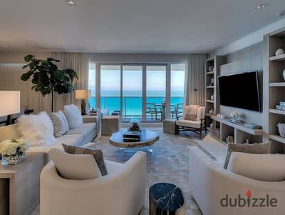 first row chalet fully finished with air conditioners sea view lowest price for sale in Ras Elhekma North Coast Direction White