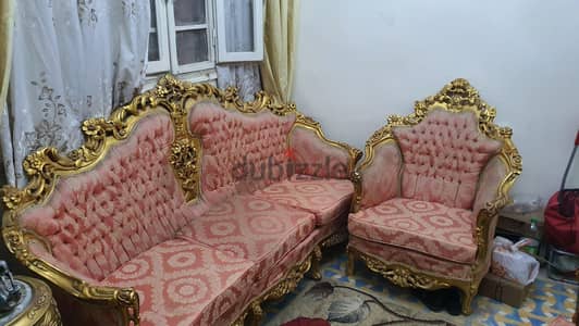 صالون مدهب  خشب زان