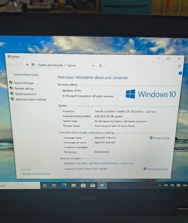 dell Core i7 6600U Ram8+SSD Touch Screen 1