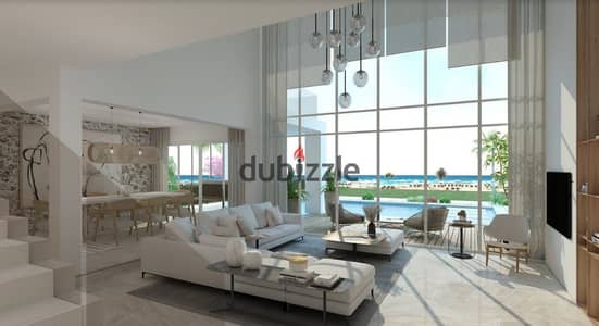 Premuim fully finished chalet with a garden overlooking the lagoon for sale with installments over 10 years