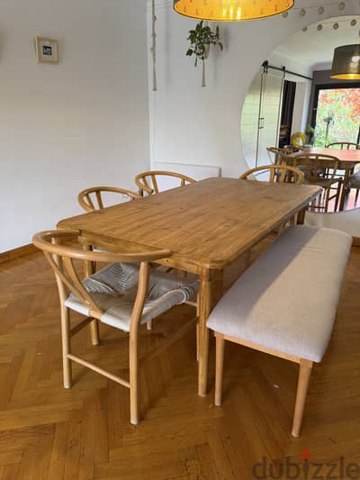 Diniing table (190x100cm) with 4 chairs and Bench