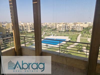 Furnished and air-conditioned 4-bedroom penthouse for rent with a swimming pool view in Palm Parks Compound, 6th of October City.