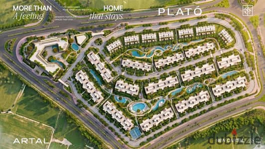 Townhouse 230 meters direct on lagoon from company Artal at a total price of 15,700,000 and installment over 10 years, second turn from the central axis at the first square in the r8