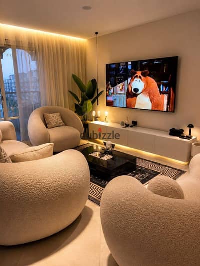 Furnished apartments in Madinaty, the most beautiful and desirable location. Two-bedroom apartment with fully custom finishes, close to Craft Zone and