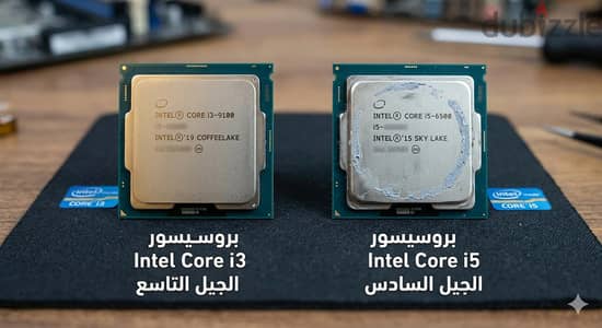 بروسيسور i3 9th و i5 6th  الاتنين عاملين ٢٥٠٠