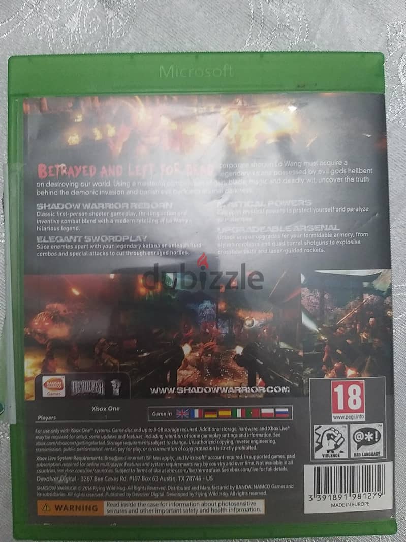 CD SHADOW WARRIOR  xbox one 2