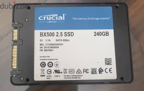 Crucial BX500 240GB SSD, SATA 6Gb/s, 2.5 (7mm), 54 health 90