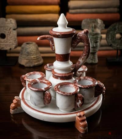 طقم قهوة من الرخام الطبيعي