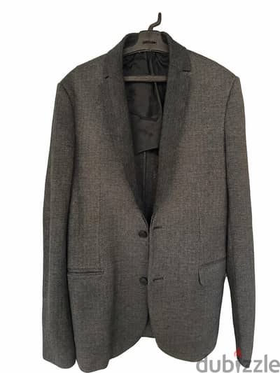 Emporio Armani Charcoal Grey Herringbone Blazer