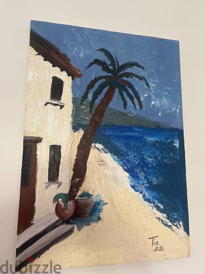 beach panting with Acrylic texture