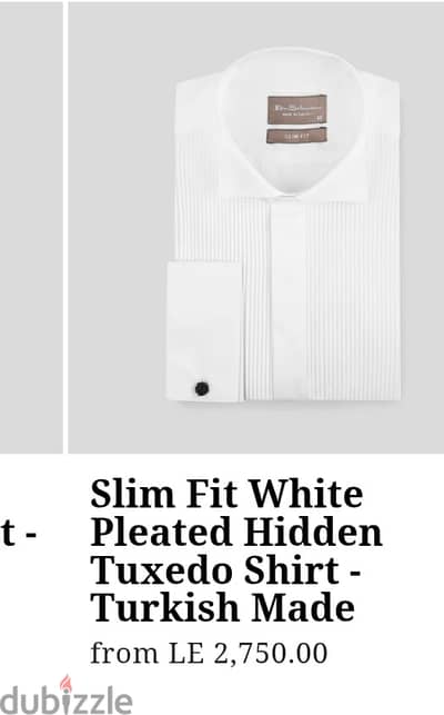 Slim fit white pleated hidden tuxedo shirt Turkish made