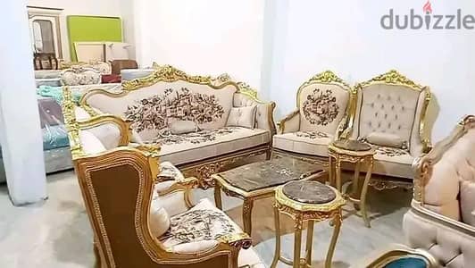 تمن قطع بالطقاطيق كنبه اربع كراسي ترابيزاه 2طقطوقه خشب