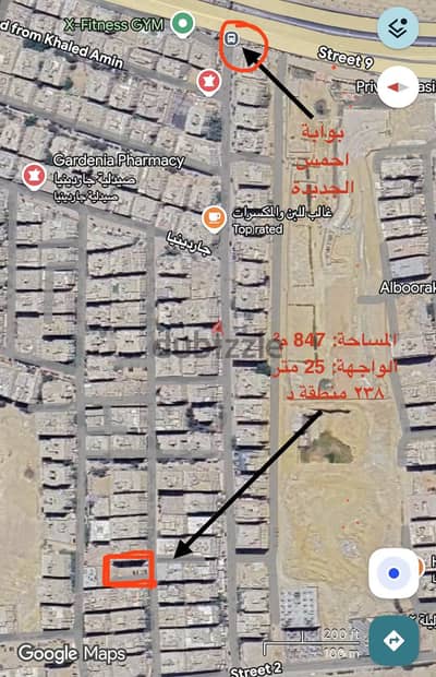 قطعة أرض 847م² بواجهة 25م – منطقة د – دقيتين من بوابة أحمس الجديدة