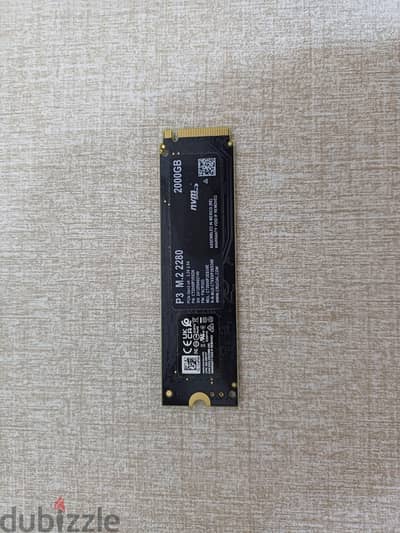 للبيع: هارد كسر زيرو Crucial P3 NVMe M. 2 SSD - مساحة 2 تيرا!