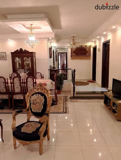 For sale, an apartment of 180 meters in Sheikh Zayed, the eighth district, second on the bus street near the Wise school, fully finished with a super luxury finish, a garden, and a pergola at an amazing price for half the price of a finished apartment.