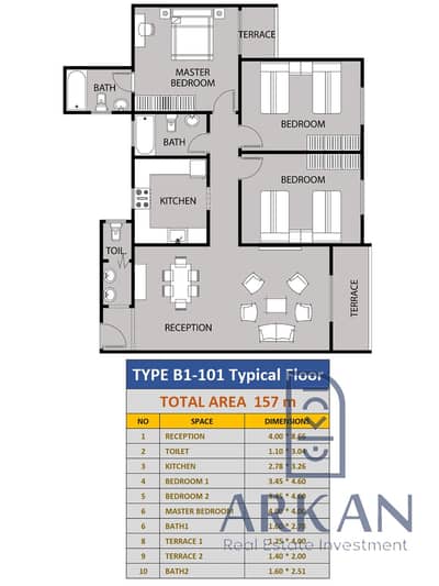 Apartment 157 sq m, 3 rooms, opposite the new Zamalek Club, Hadayek October, with a down payment of 370,000